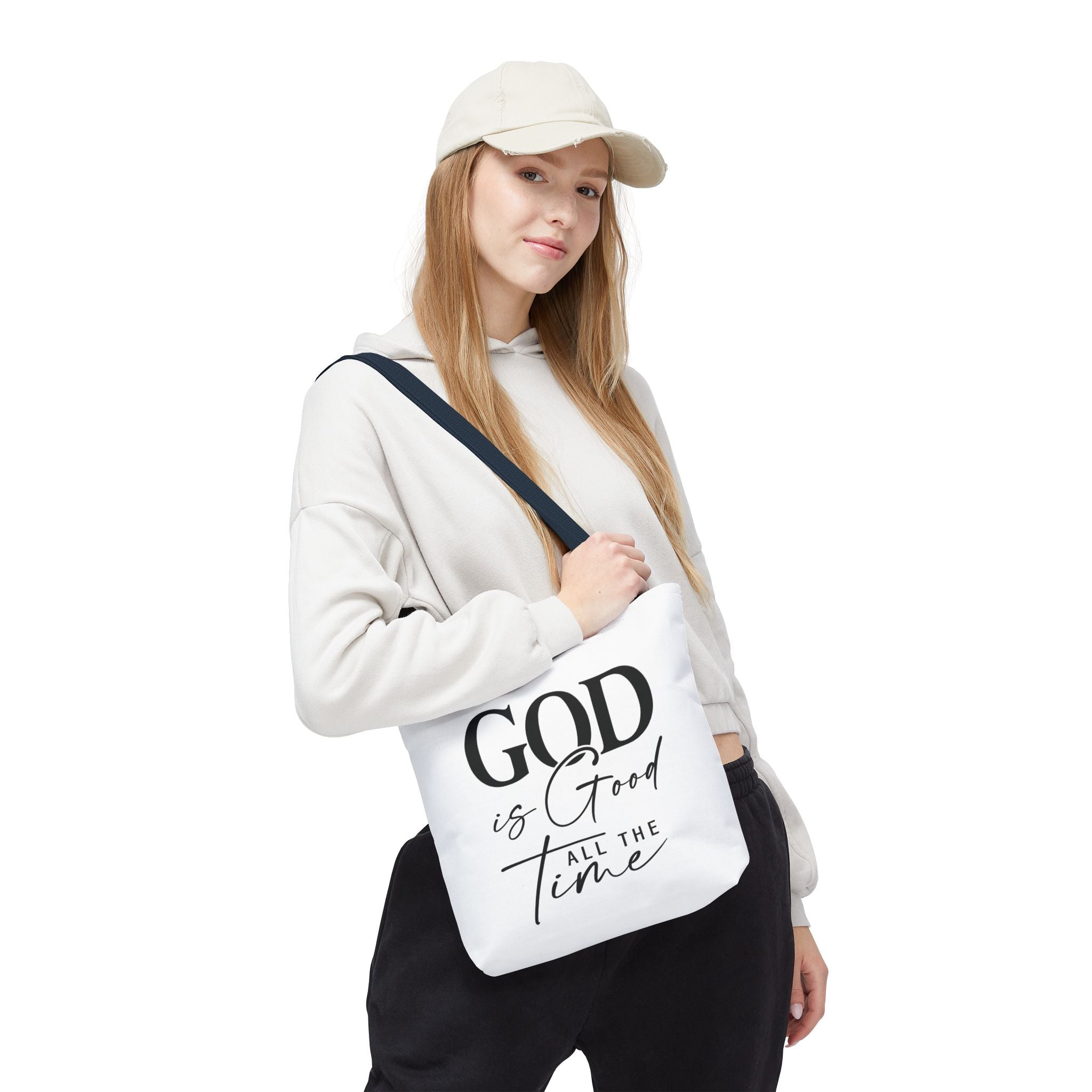 God Is Good All The Time Navy Tote Bag