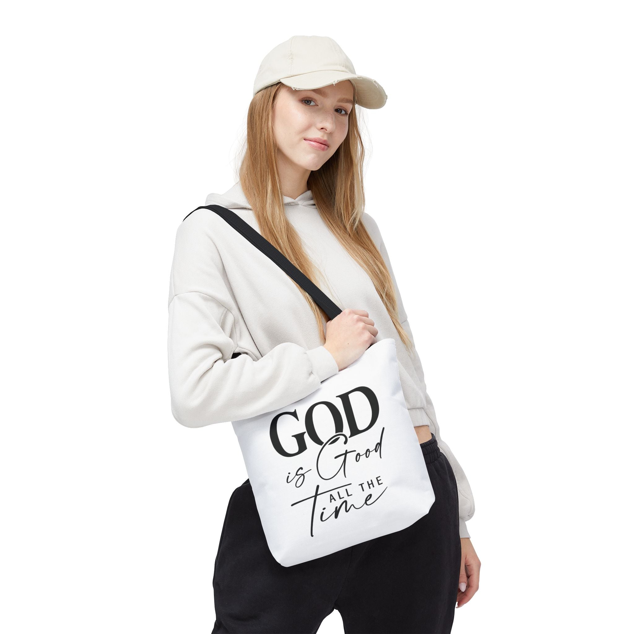 God Is Good All The Time Black Tote Bag